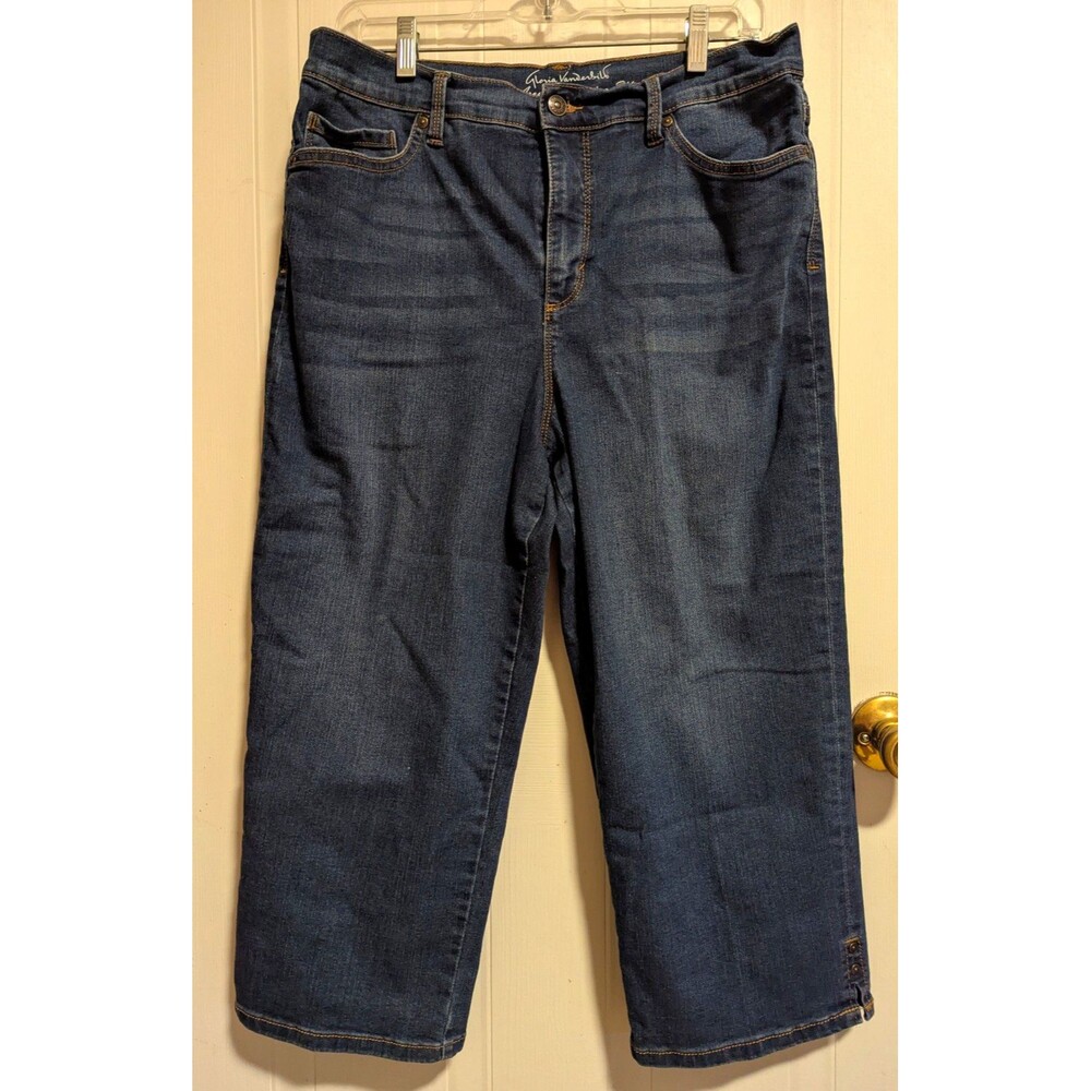 Gloria Vanderbilt Amanda Slimming Medium Dark Wash Blue Denim Capri Jeans Sz 10